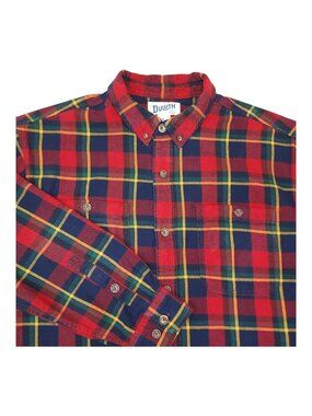 Duluth Trading Co Mens XL Plaid Flannel Shirt Relaxed Fit Under Arm Gusset